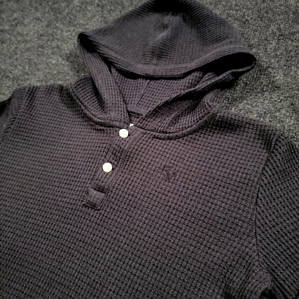 Abercrombie Kids Waffle Knit Hoodie Shirt 13/14 Gray‎ Pullover Relaxed Fit